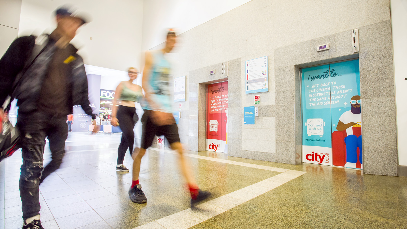 Plymouth Citybus Lift Adverts Connect with Us Drake Circus Mall